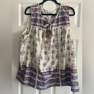 3 for $20 🌺 Wearhouse One Boho Top with Tie Up Tassel Embellishment Size 2XL
